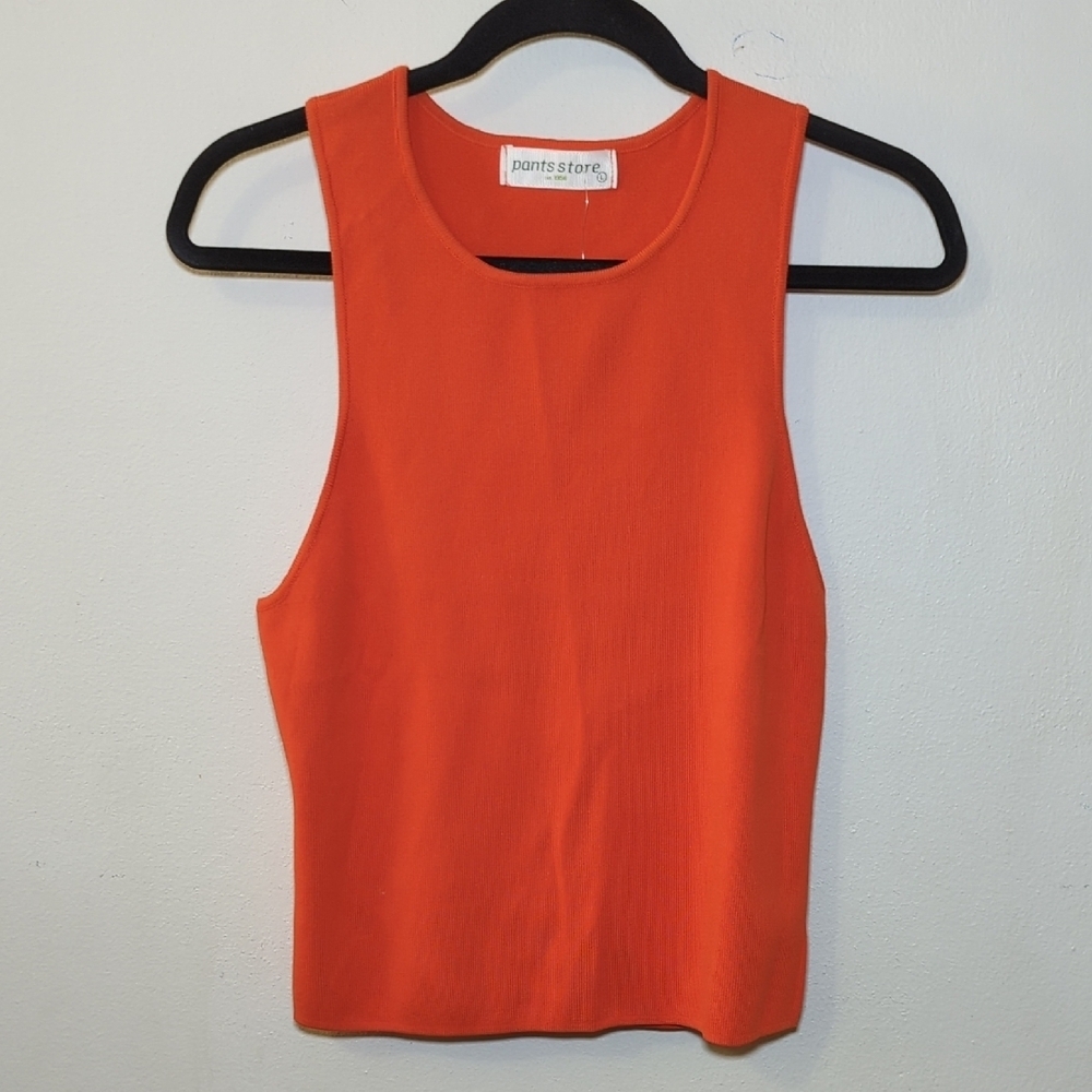 NEW Pants Store Orange Ribbed Tank Top Women's Size L